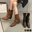 ブーツ レディース ライダーブーツ ショートブーツ 韓国 スタッズ ウエスタンブーツ カウボーイ 歩きやすい 冬 ローヒール チャンキーヒール マーチンブーツ ...