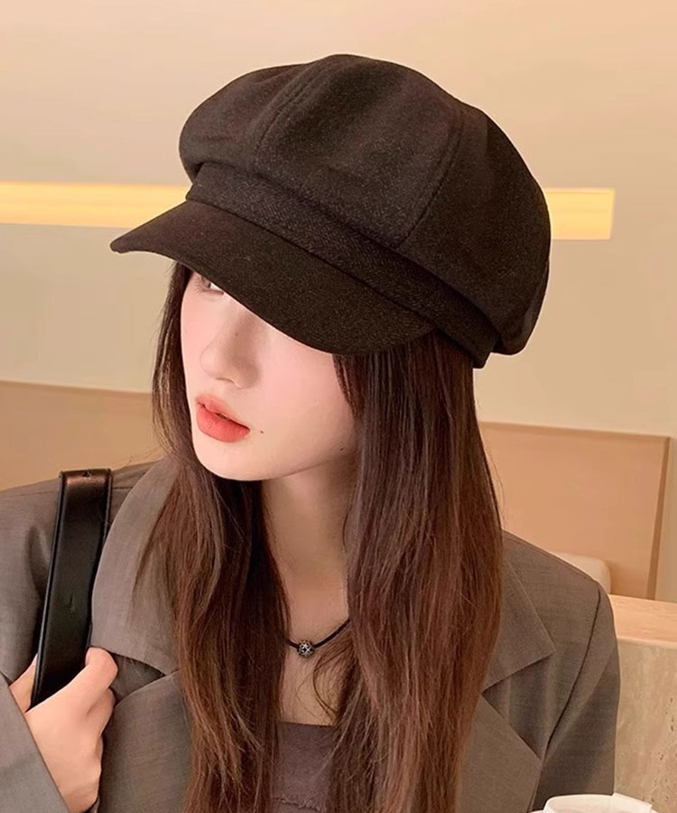 キャスケット レディース 帽子 ゴルフ 深め フェルト 韓国 八角帽 小顔 秋冬 ベレー帽 秋 冬 カジュアル 大人 おしゃれ
