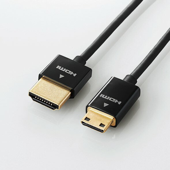 ELECOM　DGW-HD14SSM20BK　デジカメ用HDMIケーブル/スーパースリム/Ver.1.4/mini/2.0m/ブラック