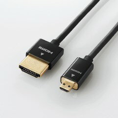 ELECOM　DGW-HD14SSU20BK　デジカメ用HDMIケーブル/スーパースリム/Ver.1.4/micro/2.0m/ブラック