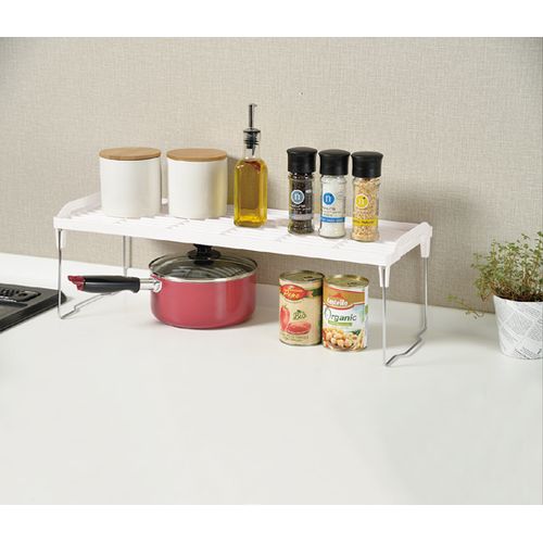 2段に重ねて使える！。 ●調味料や調理道具を収納することでキッチン周りをすっきり、お料理がしやすくなります。 ●折りたたみ式なので使用しない時は場所を取りません。 ●SサイズとMサイズなら積み重ねて使えます。 ●サイズ:約高さ200mm×奥...