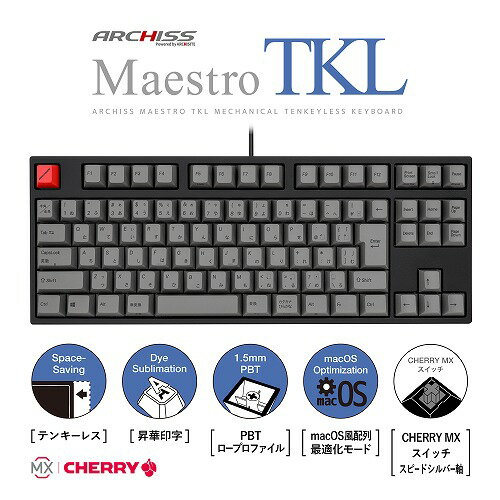 MaestroTKL 日本語JIS配列 スピードシルバー軸 AS-KBM91/LSGBA スピードシルバー軸 ARCHISS