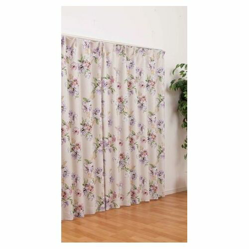 遮光プリントカーテン 2枚入 水彩 100×200cm DCM