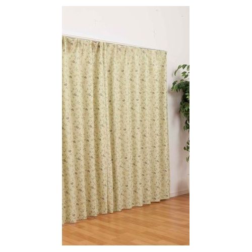 遮光プリントカーテン 2枚入 グリーン 100×135cm DCM