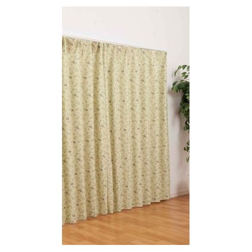 遮光プリントカーテン 2枚入 グリーン 100×178cm DCM