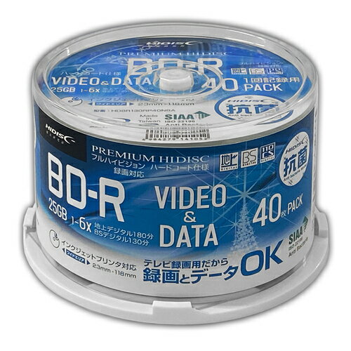 BD-R ݥǥ 6® 25GB 40 ԥɥ륱 HDBR130RP40NBA HIDISC