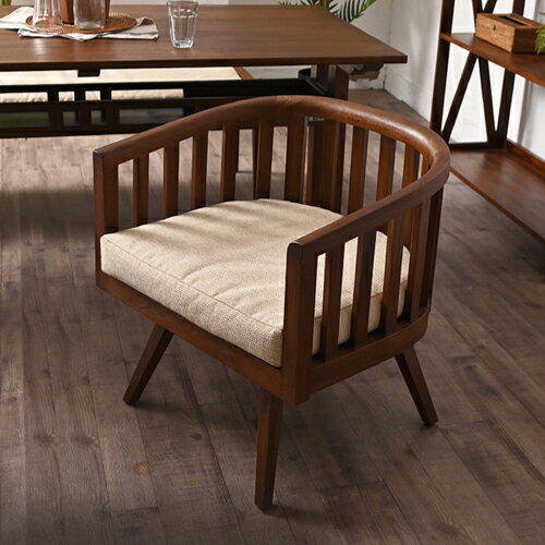 チーク無垢材 ローダイニング回転チェアACC370KA ACC370KA サンフラワーラタン