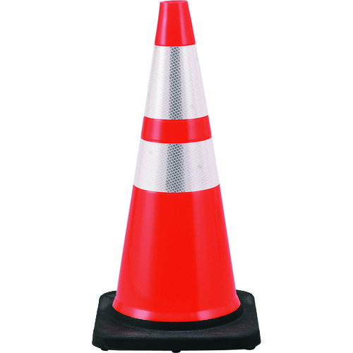 カラーコーン 赤/白反射シート PVCコーンRH 高輝度反射 PVC製 116303 緑十字