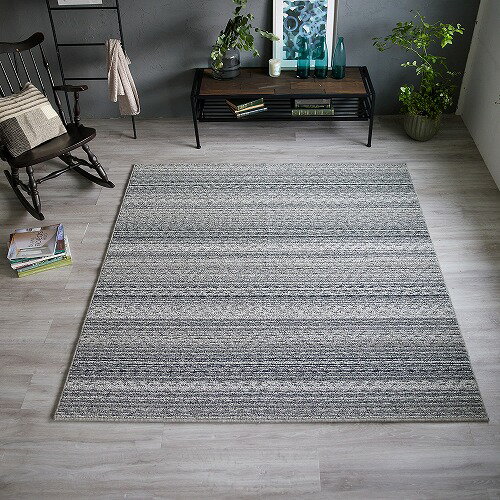 糸が織りなす豊かな質感のラグ ウェーブヒル ラグ カーペット 防ダニ 床暖対応 ネイビー 190X190cm スミノエ ラグ カーペット 防ダニ 床暖対応