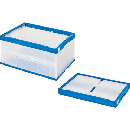 折りたたみコンテナ エコタイプ フタ無し 透明xダークブルー 50L STS5DB 積水