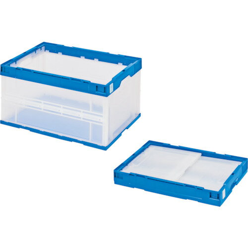 折りたたみコンテナ エコタイプ フタ無し 透明xダークブルー 75L STS7DB 積水