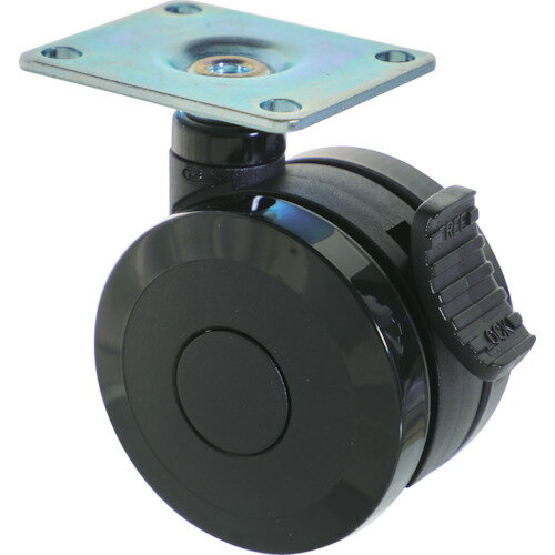プレート式双輪キャスター エラストマ-車輪 自在S付 Φ75 黒 TPWES75BK TRUSCO