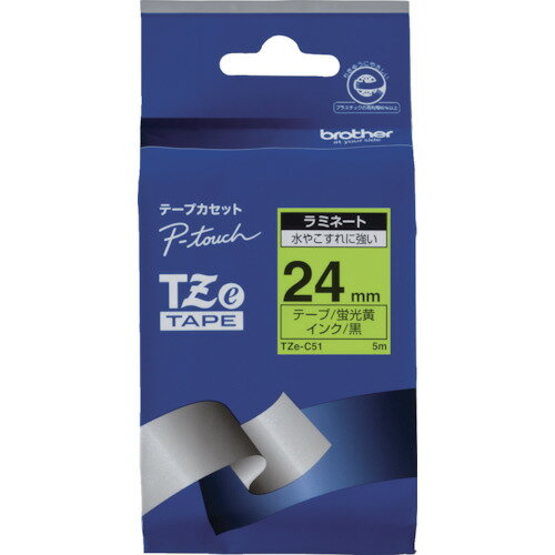 Tzeテープ 黒文字/蛍光黄地/24mm TZEC51 ブラザー