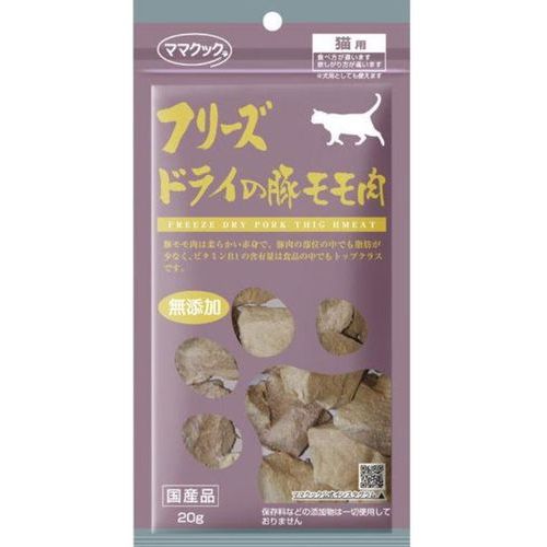 新鮮な国産牛モモ肉の味や香り、栄養を逃すことなくフリーズドライしましたもちろん無添加です。 ●猫用おやつ。 ●豚モモ肉は柔らかい赤身で、脂肪が少なく、疲労回復に良いビタミンB1が豊富に含まれています。 ●商品サイズ:幅115×奥行30×高さ230mm。 ●原材料:豚モモ肉。 ●本商品はペット用の商品です。人間用ではありません。 ●保存時水濡れ厳禁。水分を含みますとフリーズドライの保存性が失われます。水分を含めるのは与える分だけにしてください。 ●給与量をお守りください。 ●2ヶ月未満の幼猫には与えないでください。