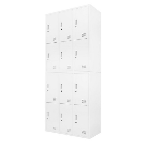 【法人限定】【沖縄・離島配達不可】ファシル シューズロッカー2台セット 12人用 鍵付 FH-66-2-AW-WH ..
