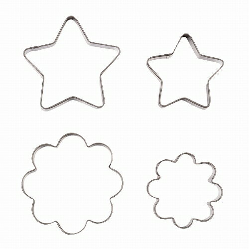ラフィネ ステンレス製クッキー抜き型4個セット(スターM・S・フラワーM・S) D-6156 スターM・S・フラワーM・S パール金属