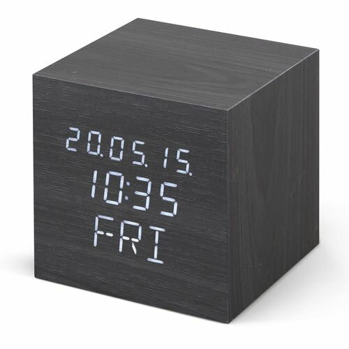 デジタル置時計 ICW-02W-B ブラック キューブタイプ アイリスオーヤマ