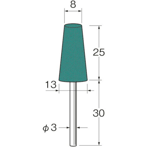 軸付グリーンカーボランダムゴム砥石 粒度(#):220 R3333 リューター リューター 電動工具 軸付砥石
