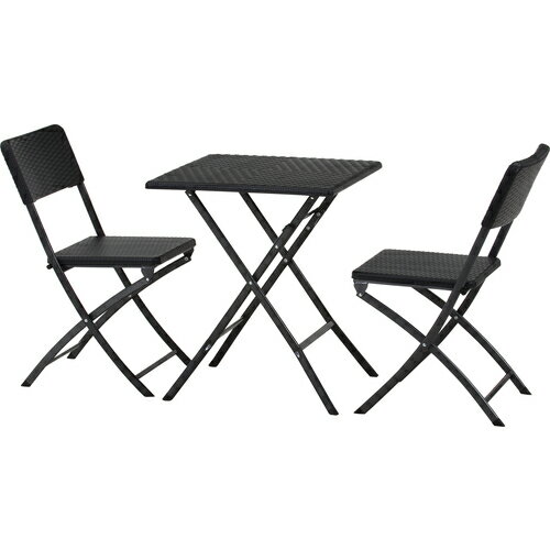 テーブル&チェア 3点セット BK ラタン調 87508 不二貿易 テーブル ガーデン 屋外用 アウトドア 折りたたみ ラタン調