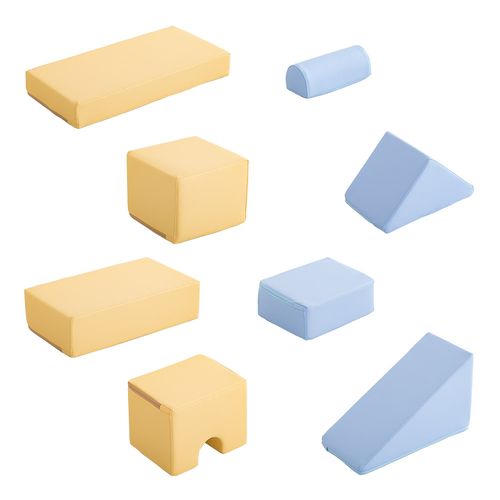 積み木クッション【BLOCCHI-ブロッチ-】 8個セット SH-07-TMK-8--YEBL イエローブルー 8個セット ホームテイスト おもちゃ ベビー向け 積み木 クッション 8ピース PVCレザー ピンク イエロー ブルー キッズ用品 子供用品