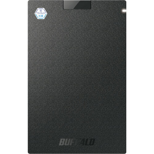 抗ウイルス・抗菌ポータブルSSD USB3.2(Gen1) Type-A 1TB 黒 SSDPGVB1.0U3B バッファロー OA用品 メモリ