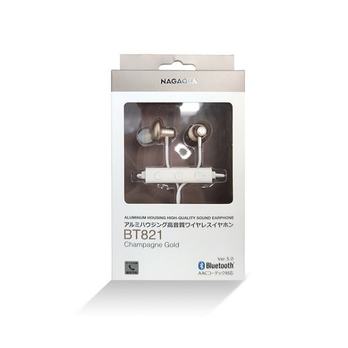 アルミハウジングワイヤレスイヤホン BT821CGD シャンパンゴールド ナガオカトレーディング Bluetooth ..