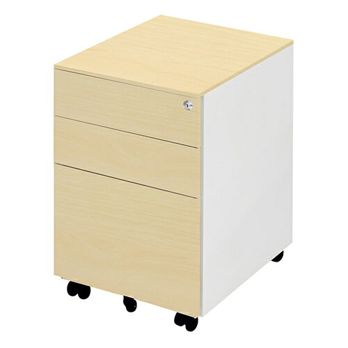 【沖縄・離島配達不可】3段ワゴン EFG2-S3-C-AW-NAWH ホワイト×ナチュラル 幅390×奥行500×高さ600mm Ne..