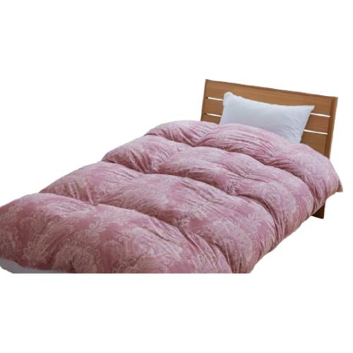 羽毛ふとん フェルン 二層キルト シングル ピンク S8976 山甚物産 ホワイトダックダウン 高級ふとん 羽毛布団 シングル