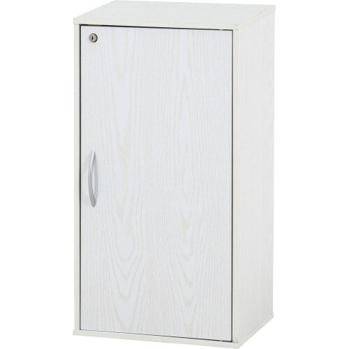 鍵付き収納ボックス 52276 オークホワイト 不二貿易 収納 組立家具 リビング オフィス 木製 収納ボックス ラック シェルフ 鍵付き棚 鍵付きボックス