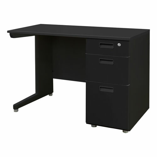 【法人様限定】【沖縄・離島配達不可】片袖机 3段 天板ブラック 本体ブラック LKD-106B-AW-BKBK-3 袖箱..