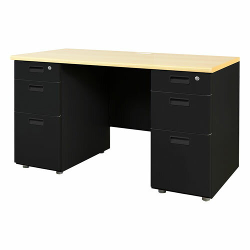 【法人様限定】【沖縄・離島配達不可】ナッツ 両袖机 ナチュラル×ブラック LRD-126B-AW-NABK-33 袖箱ブラック 3段×3段 Netforce オフィスデスク スリム ワークデスク パソコンデスク 事務机 作業机 机 シンプル