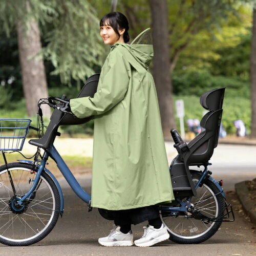 ヘルメット対応自転車用レインコート【レインウェア 通勤 通学 通園 無地】 6003224 ライトカーキ フリー MARUJU サイクルコート レディース 女性...