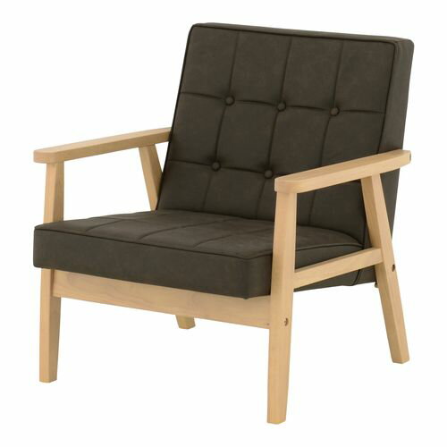 ROCOLOR ソファ 1人掛け ブラウン W67.5×D70×H72cm 4FUL 1Pソファ 一人掛け 一人暮らし 北欧 合皮 ブラウン