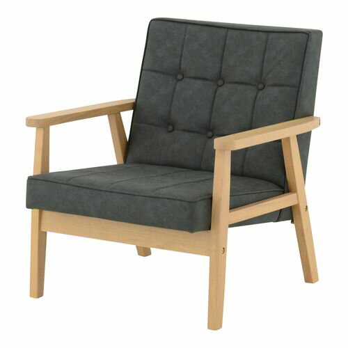 ROCOLOR ソファ 1人掛け グレー W67.5×D70×H72cm 4FUL 1Pソファ 一人掛け 一人暮らし 北欧 合皮 グレー