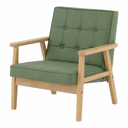 ROCOLOR ソファ 1人掛け グリーン W67.5×D70×H72cm 4FUL 1Pソファ 一人掛け 一人暮らし 北欧 合皮 グリーン