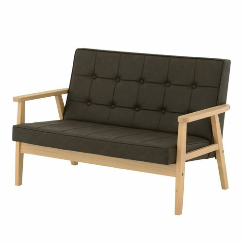 ROCOLOR ソファ 2人掛け ブラウン W113.5×D70×H72cm 4FUL 2Pソファ 二人掛け 一人暮らし 北欧 合皮 ブラウン