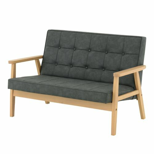 ROCOLOR ソファ 2人掛け グレー W113.5×D70×H72cm 4FUL 2Pソファ 二人掛け 一人暮らし 北欧 合皮 グレー
