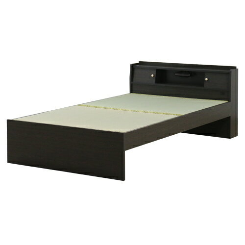 天然い草使用 高さ3段階調整 国内生産 畳ベッド 316-56-SW ダークブラウン シングル 友澤木工 高さ調整 3段階高さ 床面高さ 簡単組立 金具付け替え 畳ベッド 天然い草 い草セット 棚付き