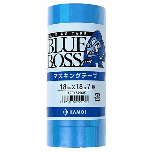 BLUE BOSS 車両塗装用マスキングテープ 18mm×18m 7巻パック カモ井加工紙 マスキング 養生 ペイント 塗..