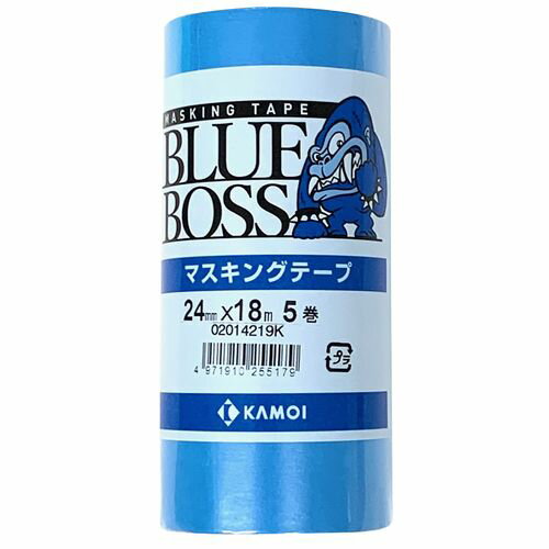 BLUE BOSS 車両塗装用マスキングテープ 24mm×18m 5巻パック カモ井加工紙 マスキング 養生 ペイント 塗..
