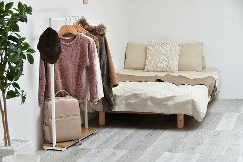 Stylish Fuku KAKERU ONLS0355MONAT ナチュラル B.Bファニシング ハンガーラック キャスター付き 棚付き スタイリッシュ 玄関収納 リビング収納 見せる収納 衣類ラック