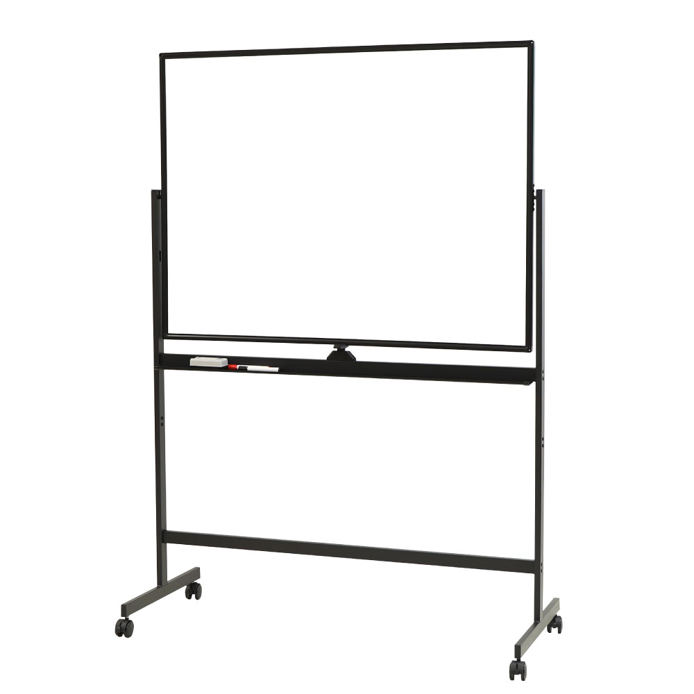 【法人限定】【沖縄・離島配達不可】 ホワイトボード 脚付 両面 スチール NF-WB-SR1290-AW-BK ブラック 幅1200mm Netforce 掲示板 マーカー 粉受 イレーサー付き キャスター付き マグネット対応 無地 オフィス 会議室