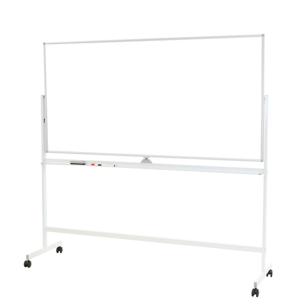【法人限定】【沖縄・離島配達不可】 ホワイトボード 脚付 両面 スチール NF-WB-SR1890-AW-WH ホワイト 幅1800mm Netforce 掲示板 マーカー 粉受 イレーサー付き キャスター付き マグネット対応 無地 オフィス 会議室