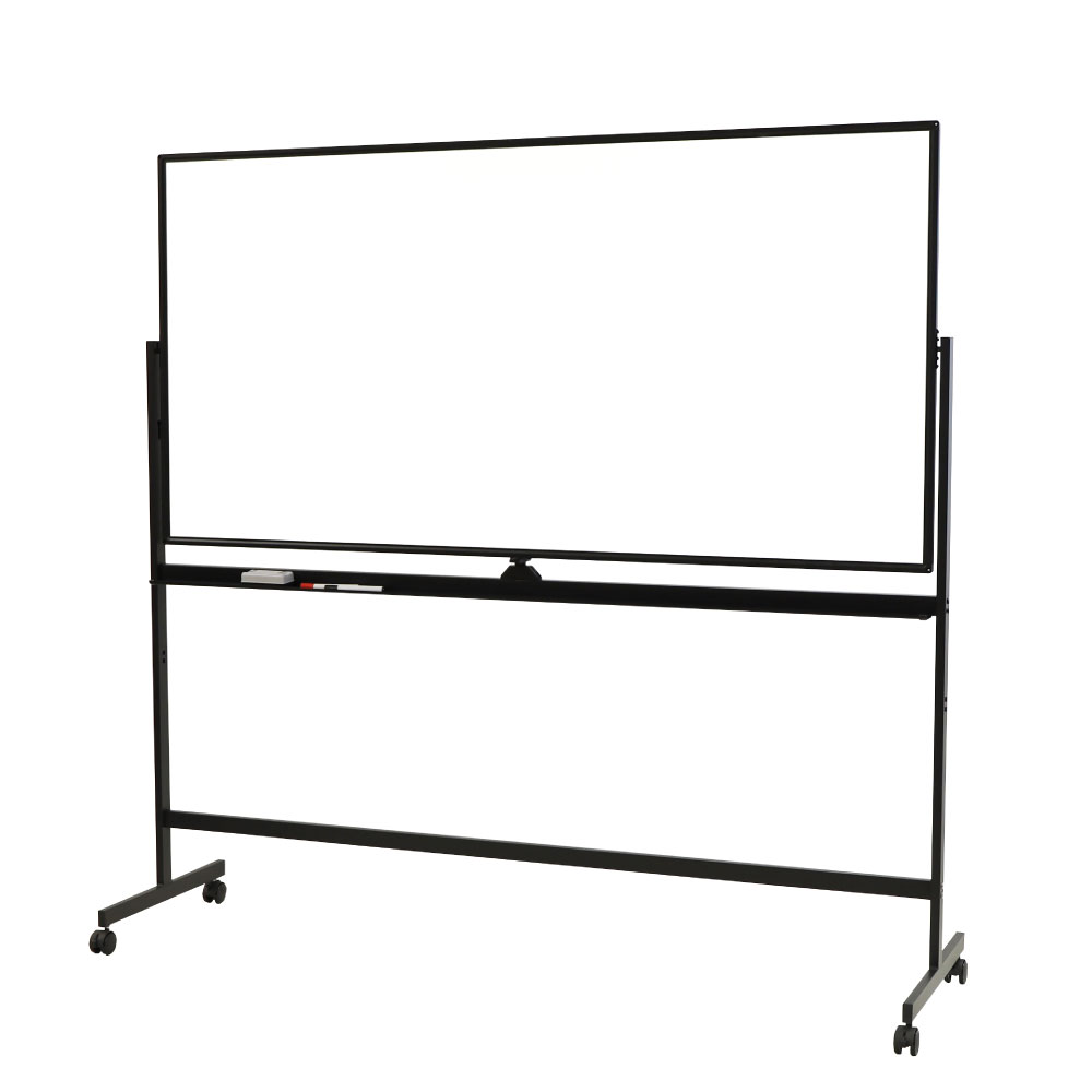 【法人限定】【沖縄・離島配達不可】 ホワイトボード 脚付 両面タイプ ホーロー NF-WB-HR1890-AW-BK ブラック 幅1800mm Netforce 掲示板 マーカー 粉受 イレーサー付き キャスター付き マグネット対応 マグネットボード