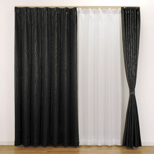 カーテン オズモ2 2枚入 ブラック 100×135cm ユニベール