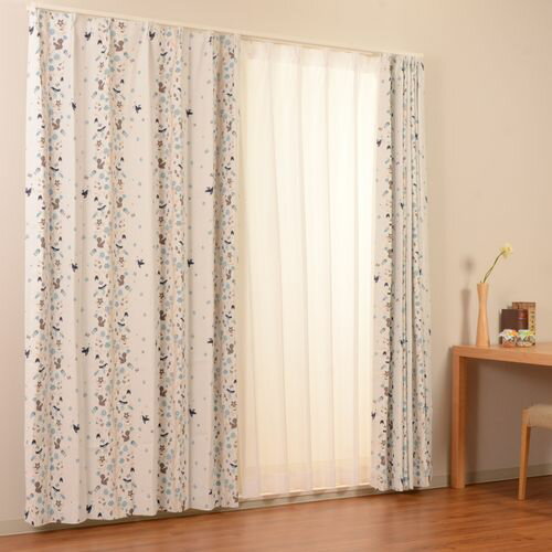 カーテン ボスカート 2枚入 ブルー 100×200cm ユニベール