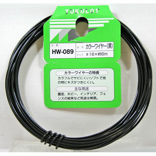 カラーワイヤー HW-089 黒 #16X6m 和気産業