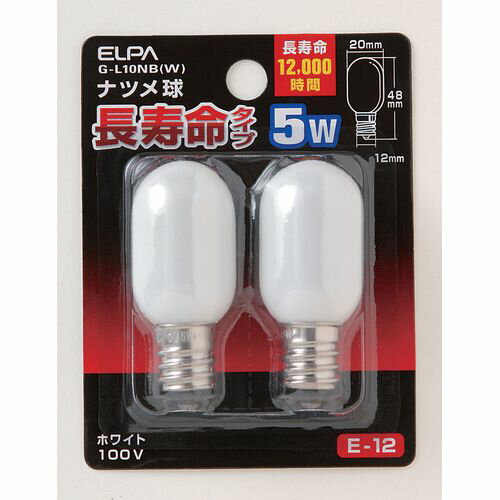 �ʥĥ� �� Ĺ��̿������ E12 G-L10NB(W) �ۥ磻�� 5W 2�� ELPA
