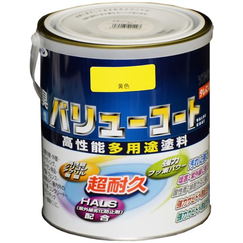 水性バリューコート 1.6L 黄色 アサヒペン