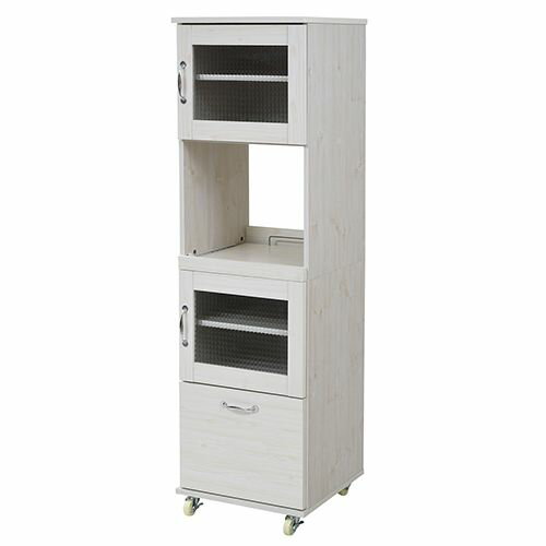 カントリーテイストなキッチン収納。程よい高さで充実の収納！ ●木目調とガラスのカントリーテイストが可愛いリュッカランドのキッチンシリーズ。 ●スライド部や深型の引き出しなど豊富な収納スペースに、程よい高さで使い勝手◎ ●スリムレンジ台 食器...